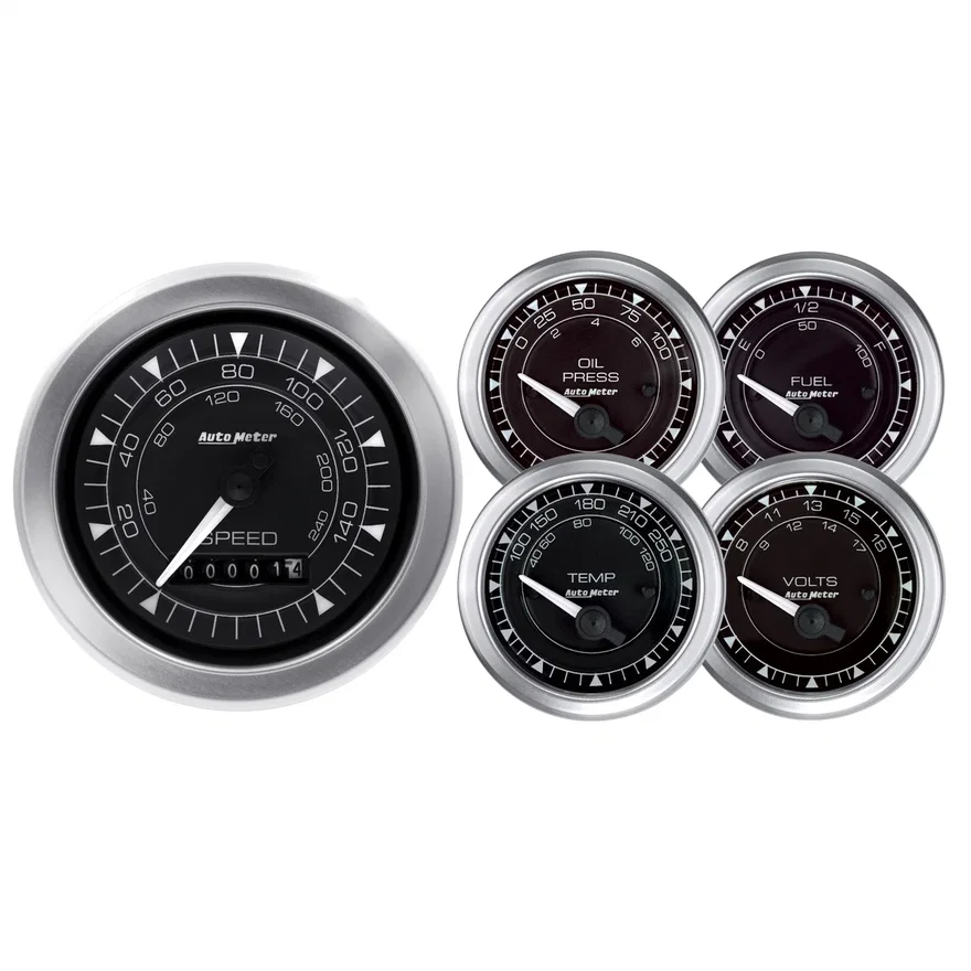 GAUGE KIT; 5 PC.; 3 3/8in./2 1/16in.; ELEC. SPEEDOMETER; CHRONO