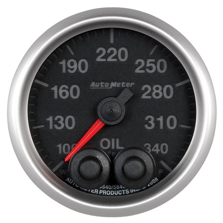 GAUGE; OIL TEMP; 2 1/16in.; 340deg.; STEPPER MOTOR W/PEAK/WRN; ELITE; HIGH TEMP