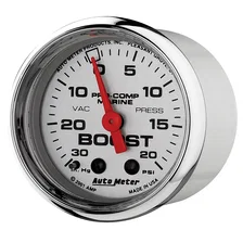GAUGE; VAC/BOOST; 2 1/16in.; 30INHG-20PSI; MECHANICAL; MARINE CHROME image 2
