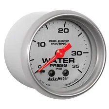 GAUGE; WATER PRESS; 2 1/16in.; 35PSI; MECHANICAL; MARINE SILVER image 3