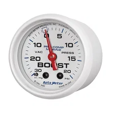 GAUGE; VAC/BOOST; 2 1/16in.; 30INHG-20PSI; MECHANICAL; MARINE WHITE image 2