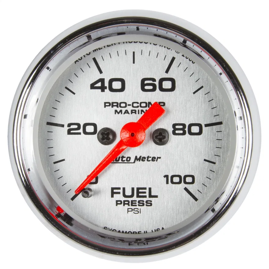 GAUGE; FUEL PRESSURE; 2 1/16in.; 100PSI; DIGITAL STEPPER MOTOR; MARINE CHROME