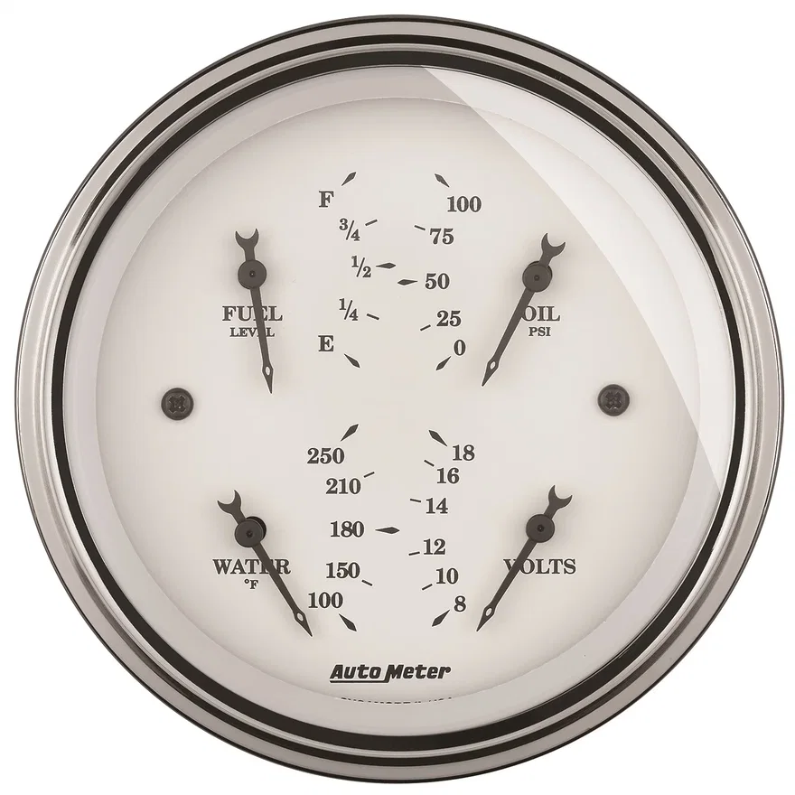 GAUGE; QUAD; 3 3/8in.; 0OE-90OF; ELEC; OLD TYME WHITE
