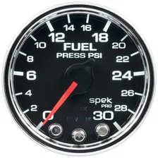 GAUGE; FUEL PRESS; 2 1/16in.; 30PSI; STEPPER MOTOR W/PEAK/WARN; BLK/CHRM; SPEK image 2