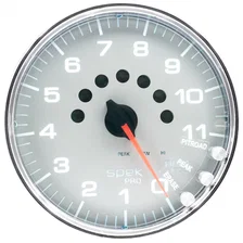 GAUGE; TACHOMETER; 5in.; 11K RPM; W/SHIFT LIGHT/PEAK MEM; SILVER/CHROME; SPEK image 2