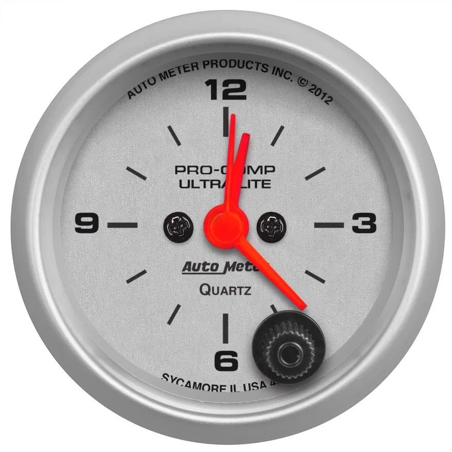 GAUGE; CLOCK; 2 1/16in.; 12HR; ANALOG; ULTRA-LITE