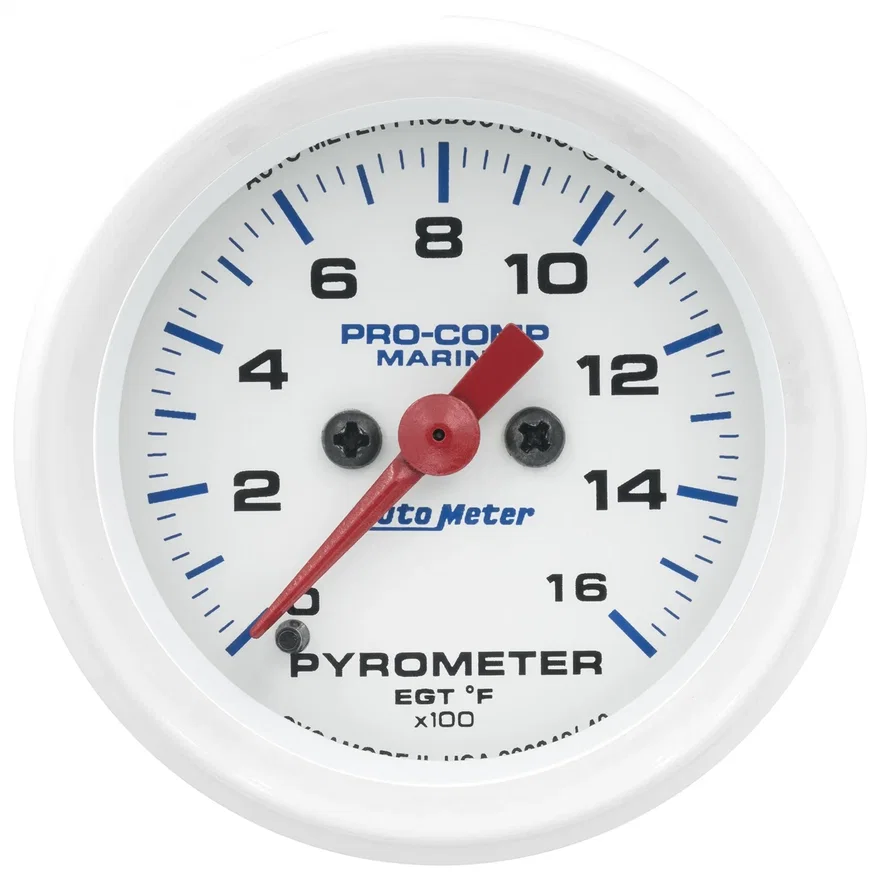 GAUGE; PYROMETER; 2 1/16in.; 0-1;600deg.F; MARINE WHITE