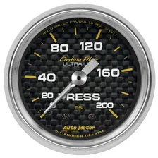 GAUGE; PRESSURE; 2 1/16in.; 200PSI; MECHANICAL; CARBON FIBER image 1