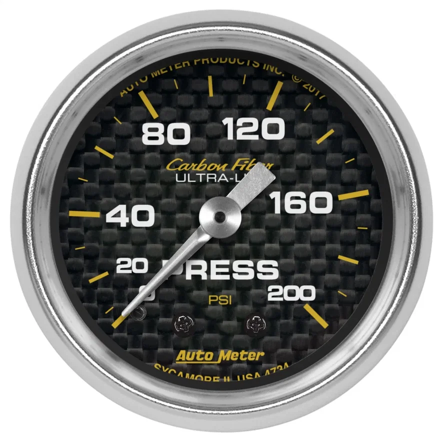 GAUGE; PRESSURE; 2 1/16in.; 200PSI; MECHANICAL; CARBON FIBER