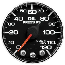 GAUGE; OIL PRESS; 2 1/16in.; 120PSI; STEPPER MOTOR W/PEAK/WARN; BLK/CHRM; SPEK image 2