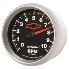 GAUGE; TACHOMETER; 3 3/8in.; 10K RPM; IN-DASH; CHEVY RED BOWTIE; BLACK image 3