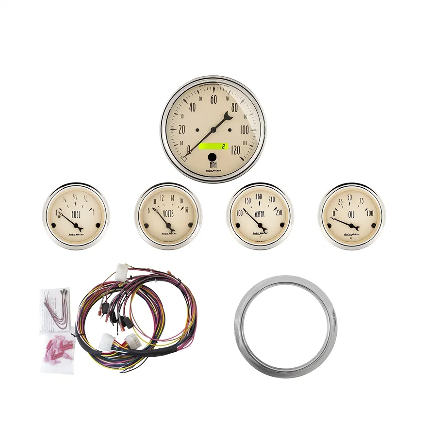 DIRECT FIT DASH KIT; CHEVY CAR 59-60; MPH/FUEL/OILP/WTMP/BAT; AB