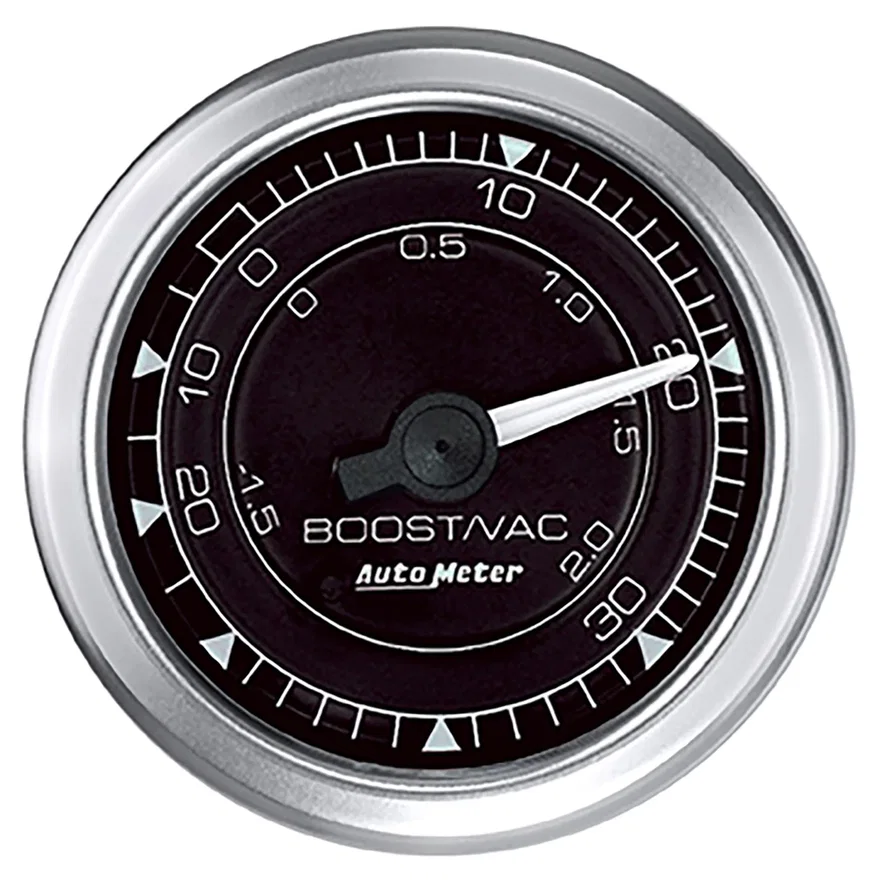 GAUGE; VAC/BOOST; 2 1/16in.; 30INHG-30PSI; MECHANICAL; CHRONO