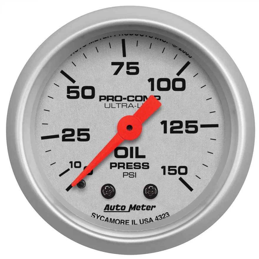 GAUGE; OIL PRESSURE; 2 1/16in.; 150PSI; MECHANICAL; ULTRA-LITE