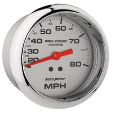 GAUGE; SPEEDOMETER; 3 3/8in.; 80MPH; MECHANICAL; MARINE CHROME image 3