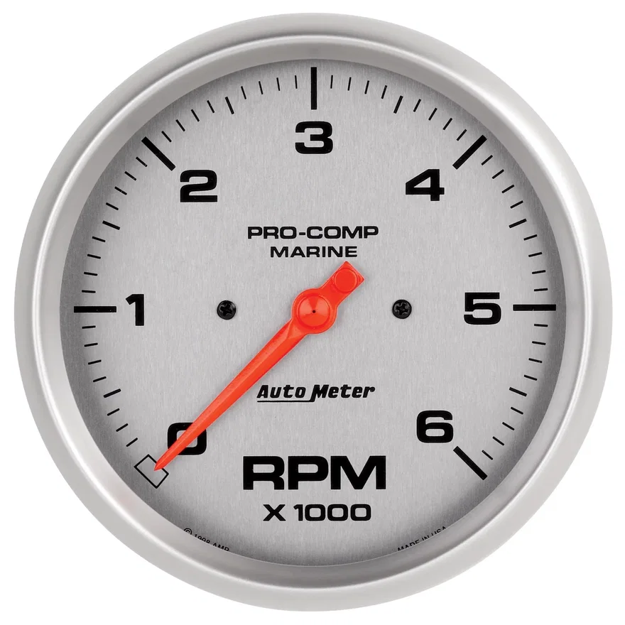 GAUGE; TACHOMETER; 5in.; 6K RPM; MARINE SILVER