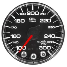 GAUGE; OIL TEMP; 2 1/16in.; 300deg.F; STEPPER MOTOR W/PEAK/WARN; BLK/CHRM; SPEK- image 2