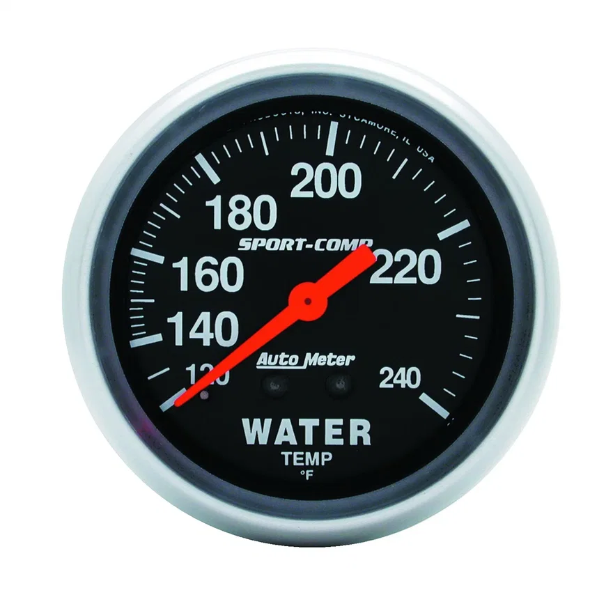 GAUGE; WATER TEMP; 2 5/8in.; 120-240deg.F; MECHANICAL; 12FT.; SPORT-COMP