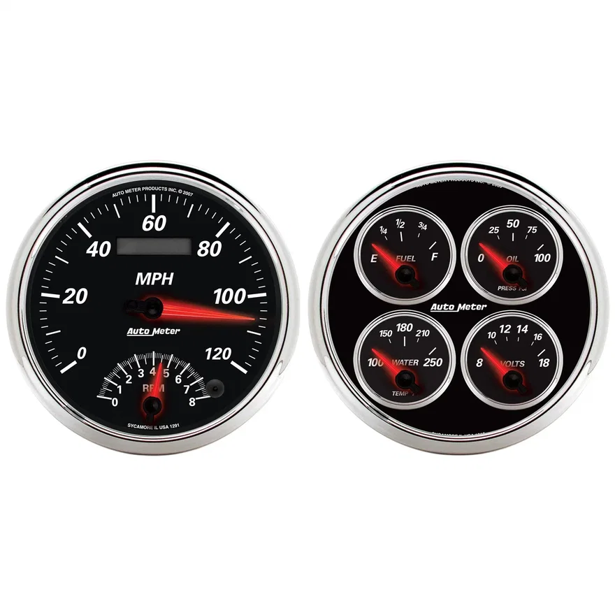 GAUGE KIT; 2 PC.; QUAD/TACH/SPEEDO; 5in.; DESIGNER BLACK II