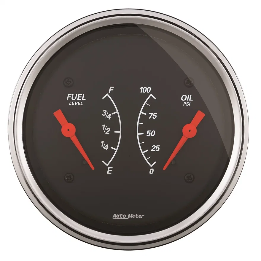 GAUGE; DUAL; FUEL/OILP; 3 3/8in.; 240OE-33OF/100PSI; ELEC; DESIGNER BLACK