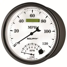 GAUGE; TACH/SPEEDO; 5in.; 120MPH/8K RPM; ELEC. PROGRAM; OLD TYME WHITE II image 3