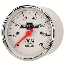GAUGE; TACHOMETER; 3 1/8in.; 7K RPM; IN-DASH; CHEVROLET HERITAGE BOWTIE image 2