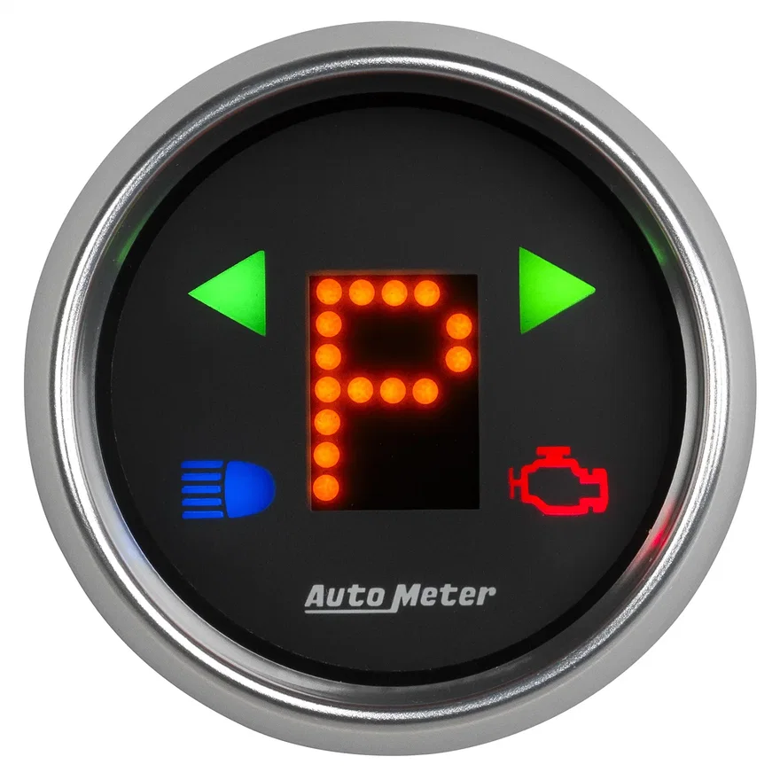 GAUGE; GEAR POS; 2 1/16in.; INCL INDICATORS; BLACK DIAL; BLU LED; BRIGHT SUPER B