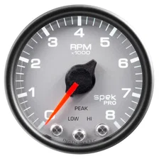 GAUGE; TACH; 2 1/16in.; 8K RPM; W/SHIFT LIGHT/PEAK MEM; SLVR/BLK; SPEK-PRO image 2