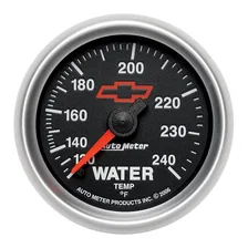 GAUGE; WATER TEMP; 2 1/16in.; 120-240deg.F; MECHANICAL; CHEVY RED BOWTIE; BLACK image 2
