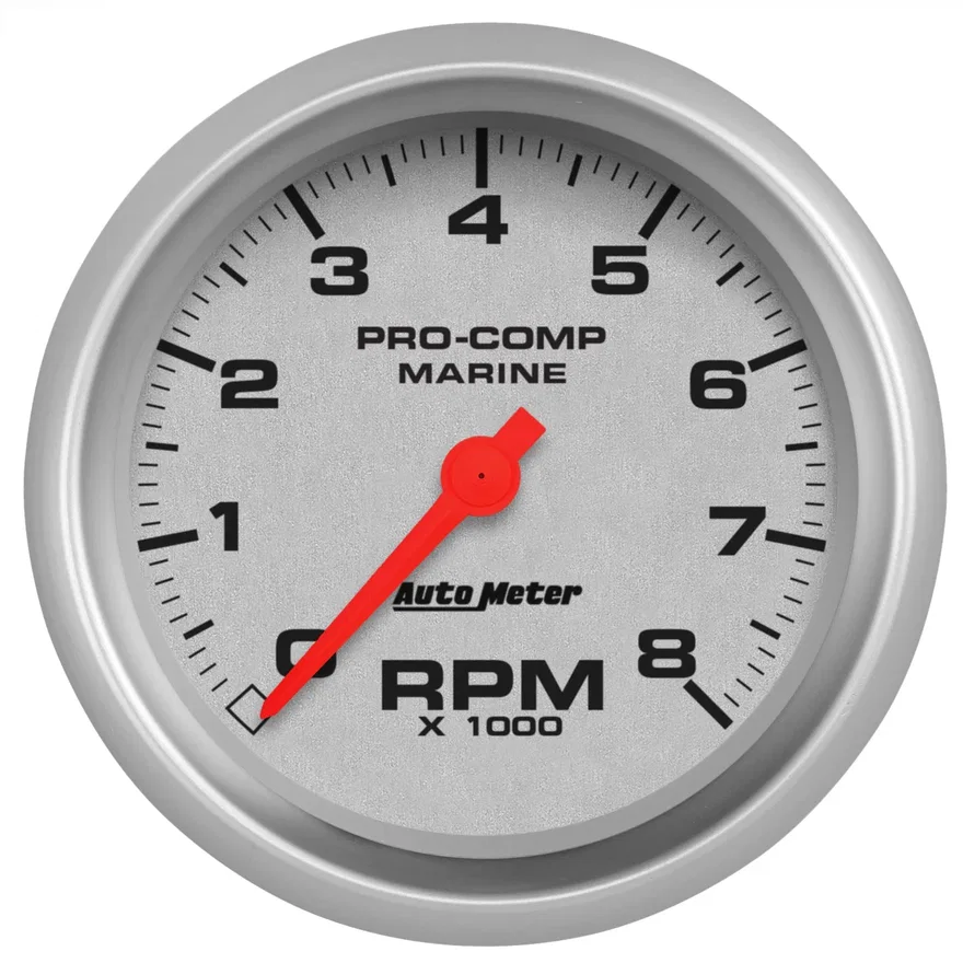 GAUGE; TACHOMETER; 3 3/8in.; 8K RPM; MARINE SILVER
