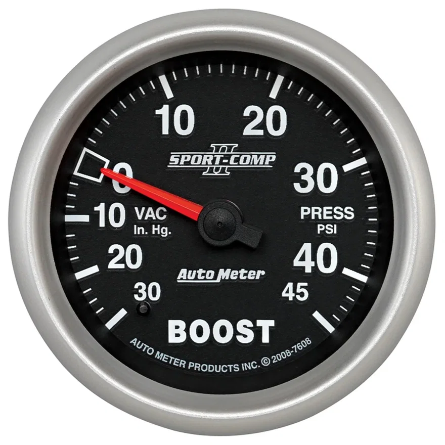 GAUGE; VAC/BOOST; 2 5/8in.; 30INHG-45PSI; MECHANICAL; SPORT-COMP II
