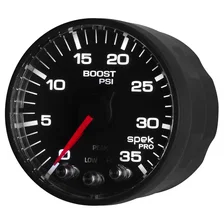 GAUGE; BOOST; 2 1/16in.; 35PSI; STEPPER MOTOR W/PEAK/WARN; BLACK/BLACK; SPEK-PRO image 4