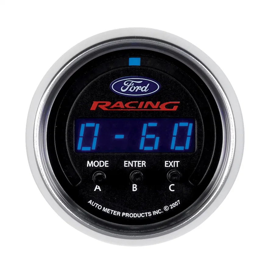 GAUGE; PERF METER; 2 1/16in.; 1/4 MILE/HP/0-60/60-0/G FORCES; DIGITAL; FORD RACI