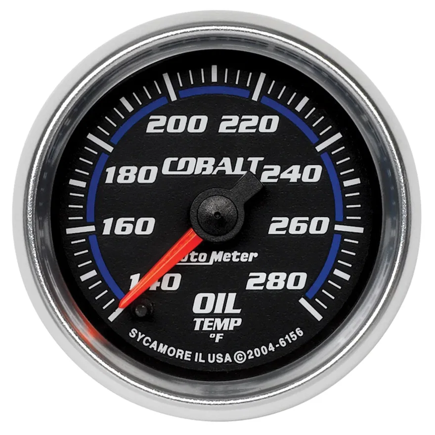 GAUGE; OIL TEMP; 2 1/16in.; 140-280deg.F; DIGITAL STEPPER MOTOR; COBALT