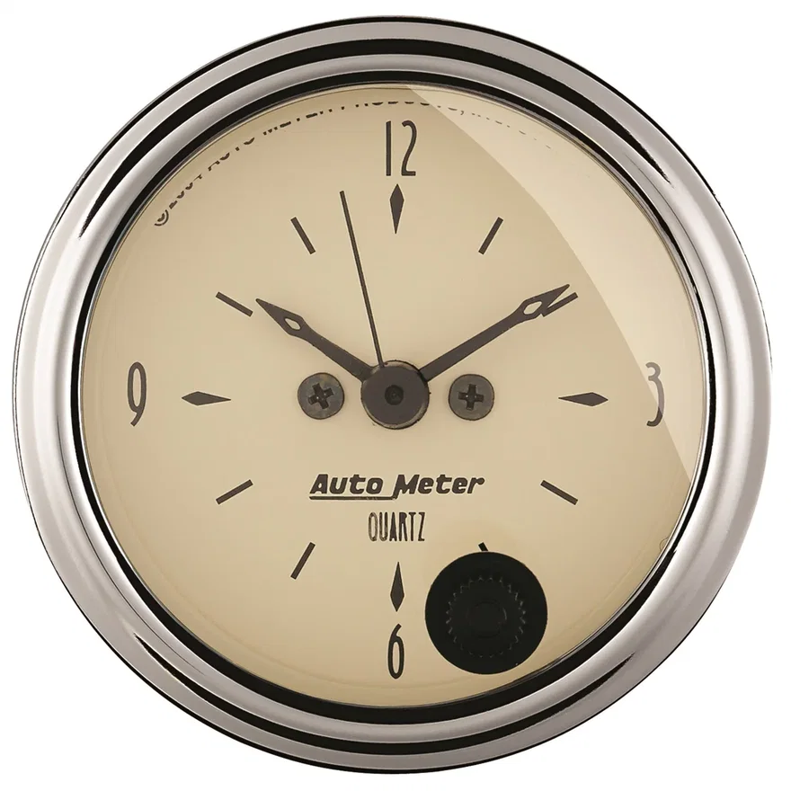 GAUGE; CLOCK; 2 1/16in.; 12HR; ANALOG; ANTIQUE BEIGE