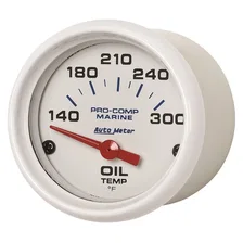 GAUGE; OIL TEMP; 2 1/16in.; 140-300deg.F; ELECTRIC; MARINE WHITE image 2