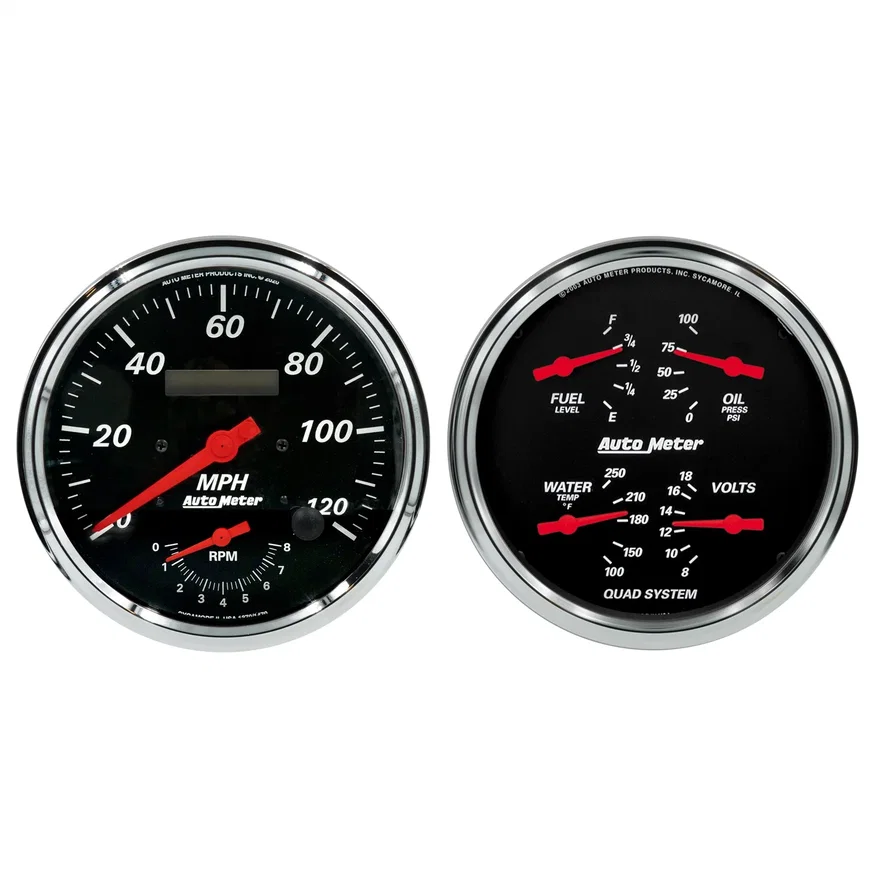 GAUGE KIT; 2 PC.; QUAD/TACH/SPEEDO; 5in.; DESIGNER BLACK