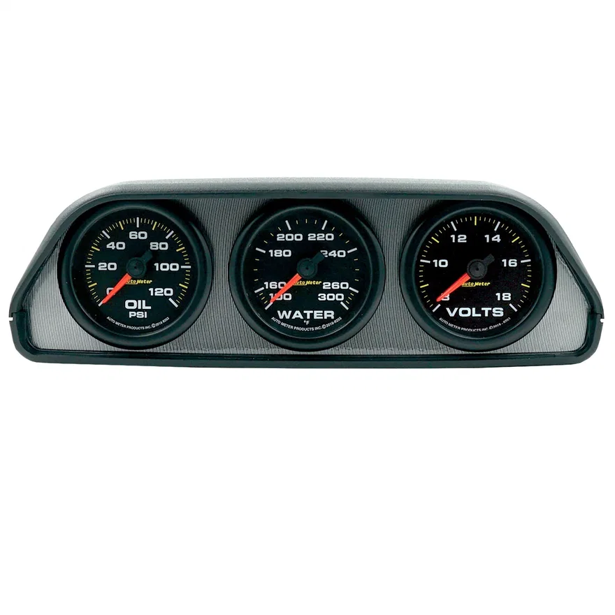 GAUGE KIT; DASH POD MOUNT; OILP/WTMP/VOLT; 2-1/16in.; 100PSI/300deg.F/18V; BLK D