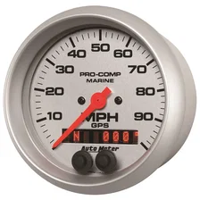 GAUGE; SPEEDOMETER; 3 3/8in.; 100MPH; GPS; MARINE SILVER image 2