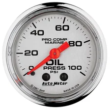 GAUGE; OIL PRESSURE; 2 1/16in.; 100PSI; MECHANICAL; MARINE CHROME image 1