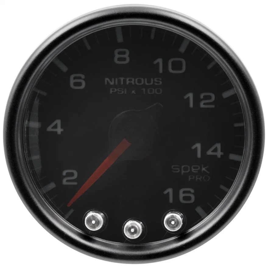 GAUGE; NITROUS PRESS; 2 1/16in.; 1600PSI; STEPPER MTR W/PK/WRN; BK/SMK/BK; SPEK