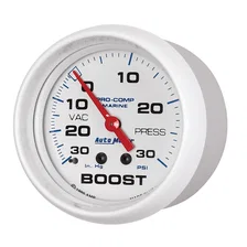 GAUGE; VAC/BOOST; 2 5/8in.; 30INHG-30PSI; MECHANICAL; MARINE WHITE image 2