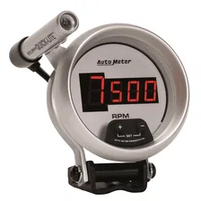 GAUGE; TACH; 3 3/4in.; 10K RPM; PEDESTAL W/QUICK-LITE; DIGITAL; SLVR W/RED LED image 3