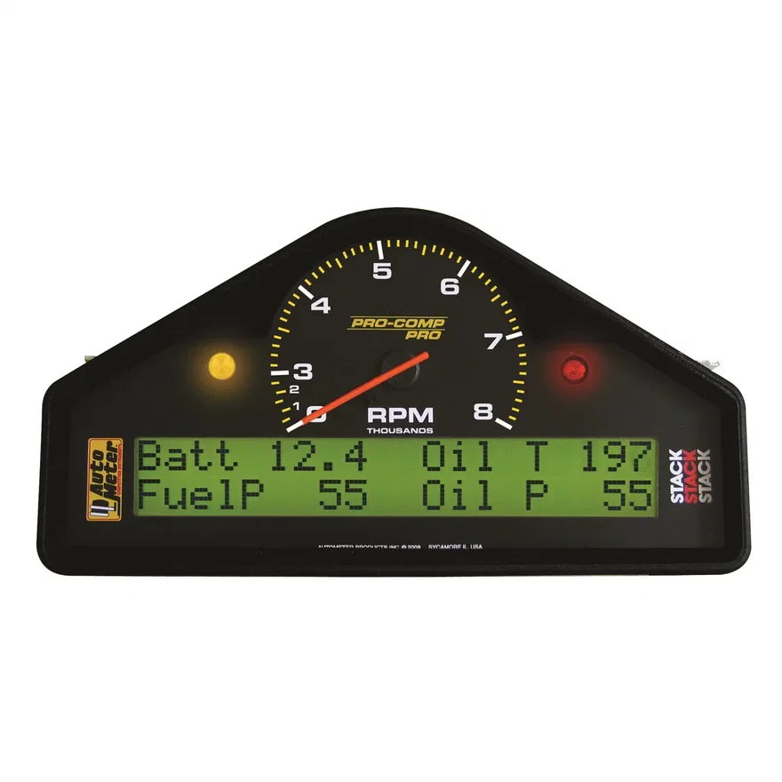 RACE DASH DISPLAY; 8K RPM/MPH/FUELP/OILP/OILT/WTMP/VOLT; PRO-COMP