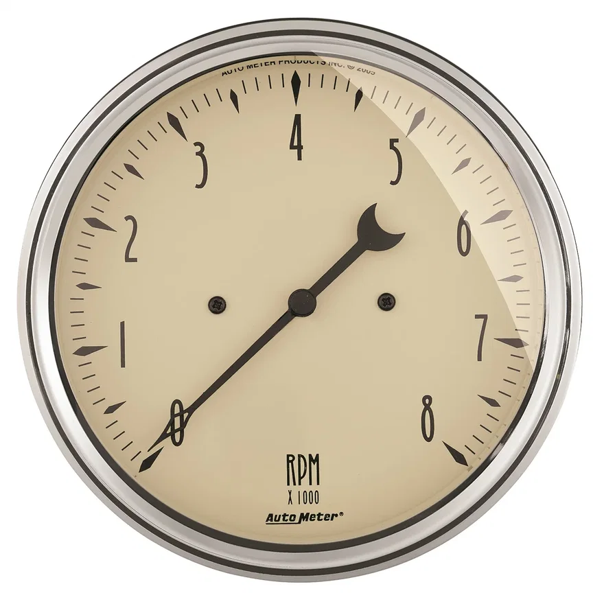 GAUGE; TACHOMETER; 5in.; 8K RPM; IN-DASH; ANTIQUE BEIGE