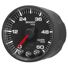 GAUGE; BOOST; 2 1/16in.; 60PSI; STEPPER MOTOR W/PEAK/WARN; BLK/BLACK; SPEK-PRO image 3
