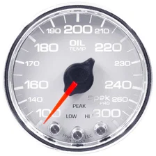 GAUGE; OIL TEMP; 2 1/16in.; 300deg.F; STEPPER MOTOR W/PEAK/WARN; WHT/CHRM; SPEK- image 2