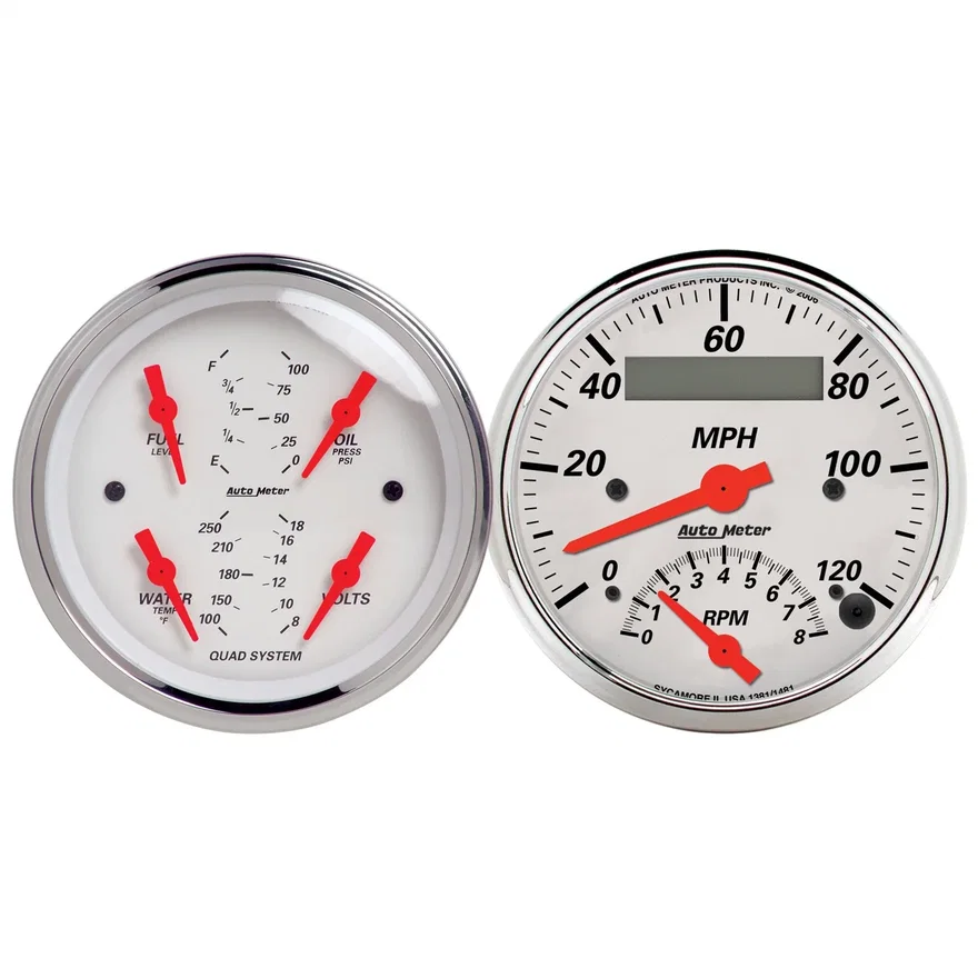 GAUGE KIT; 2 PC.; QUAD/TACH/SPEEDO; 3 3/8in.; ARCTIC WHITE