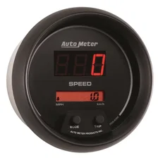 GAUGE; SPEEDO; 3 3/8in.; 260MPH/260KM/H; ELEC PROGRAM; DIGITAL; BLACK W/RED LED image 3