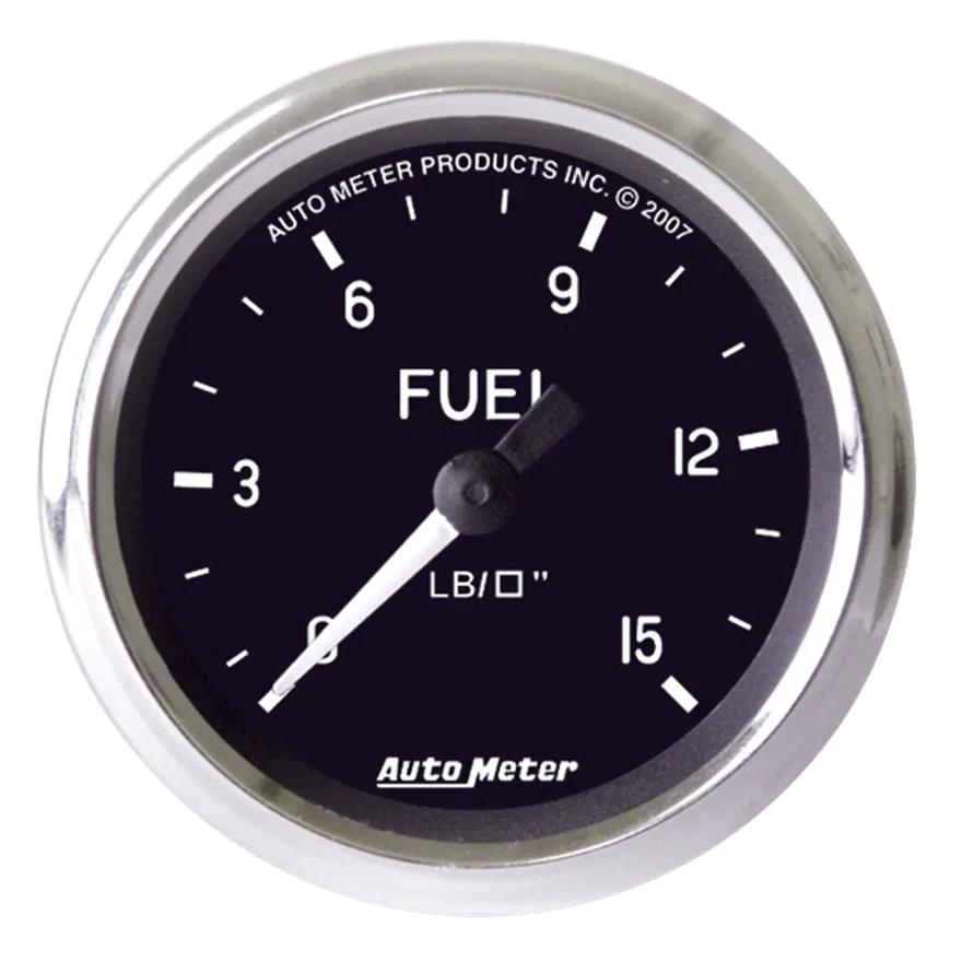 GAUGE; FUEL PRESSURE; 2 1/16in.; 15PSI; MECH. INCL. ISOLATOR; COBRA